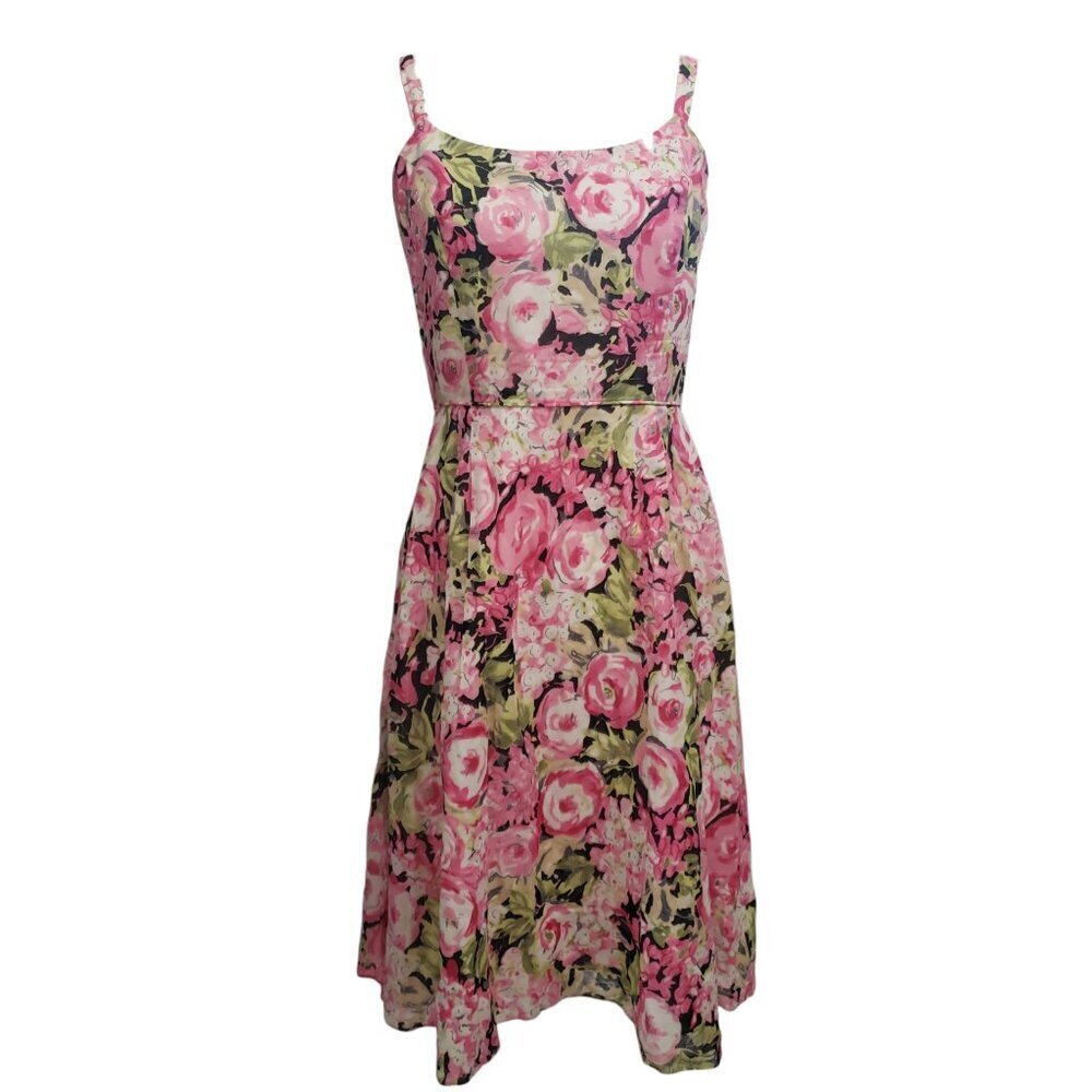 Talbots Petites Women's Multicolor Floral 100% Cotton Dress 6 Petite
